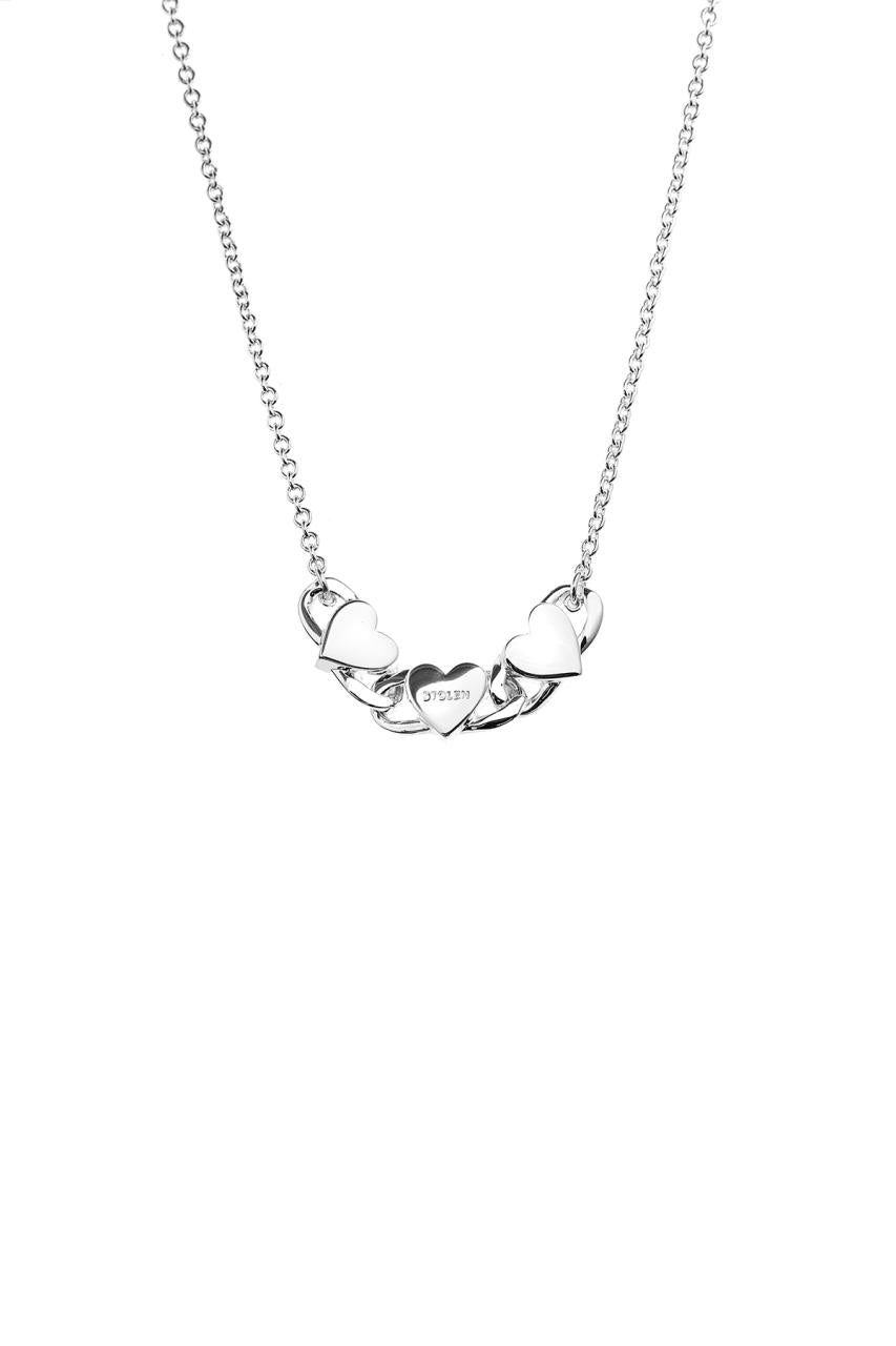 Stolen Girlfriends Club Sterling Silver Triple Heart Love Chain Necklace