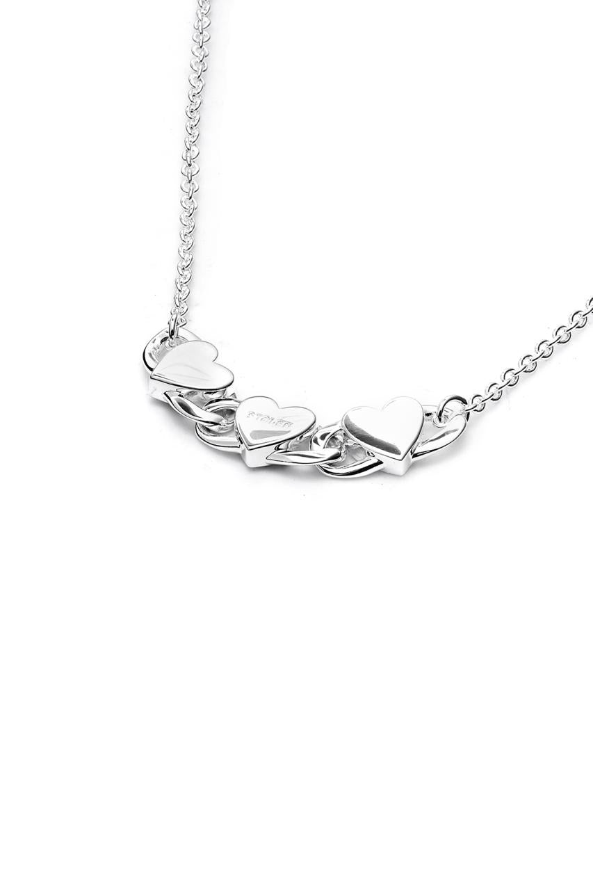 Stolen Girlfriends Club Sterling Silver Triple Heart Love Chain Necklace