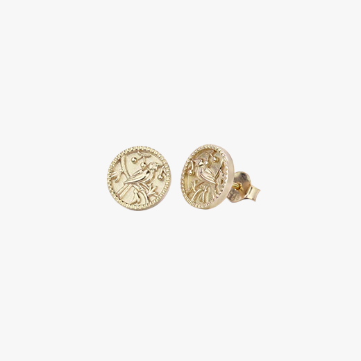 Evolve Gold Plated Tui Coin Stud Earrings