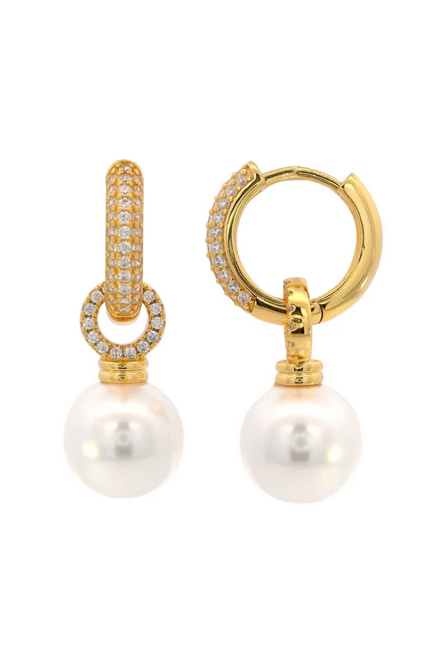Georgini Gold Plated Adagio Duo Pearl Hoop Earrings