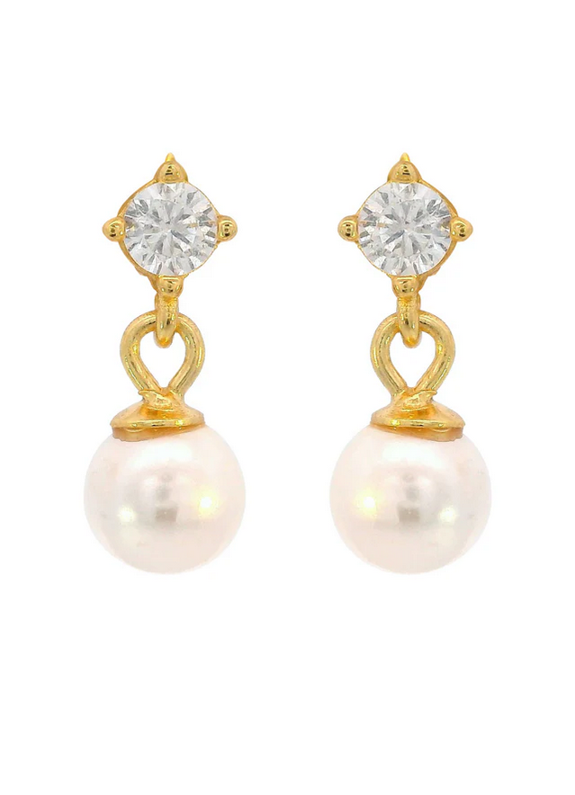 Georgini Gold Plated Adagio Touch of Sparkle Dangle Pearl Drop Earrings