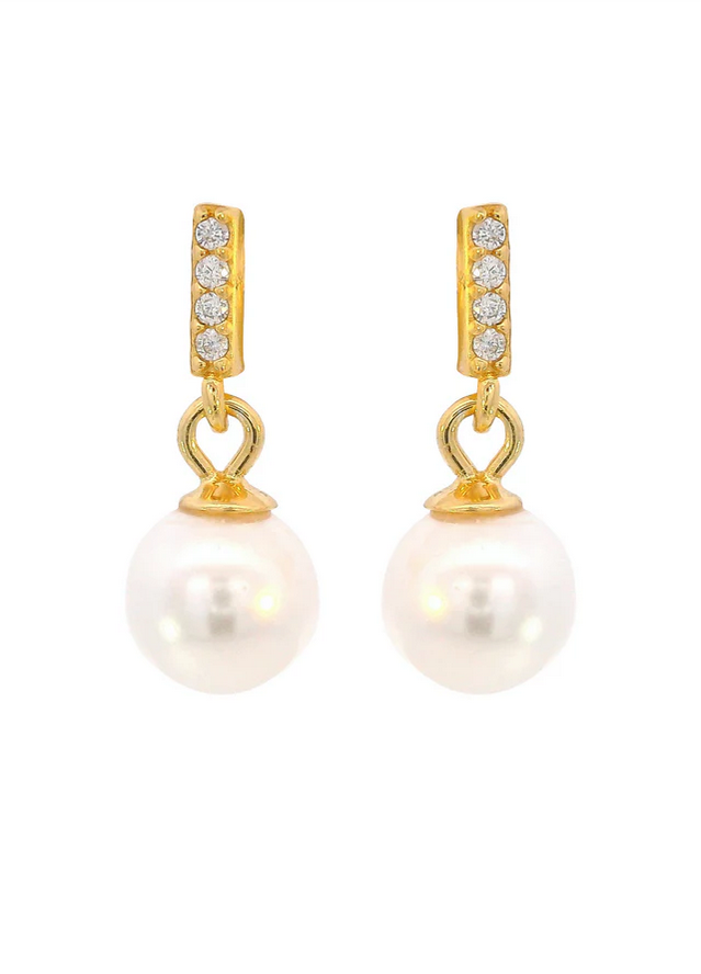 Georgini Gold Plated Adagio Effortless Glow Bar Pearl Dangle Earrings