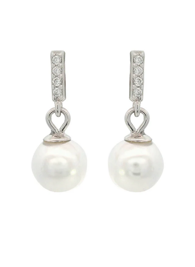 Georgini Sterling Silver Adagio Effortless Glow Bar Pearl Dangle Earrings