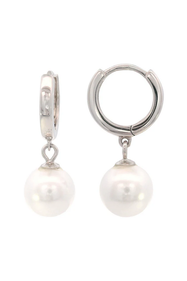 Georgini Sterling Silver Adagio Nine-2-Five Pearl Hoop Earrings