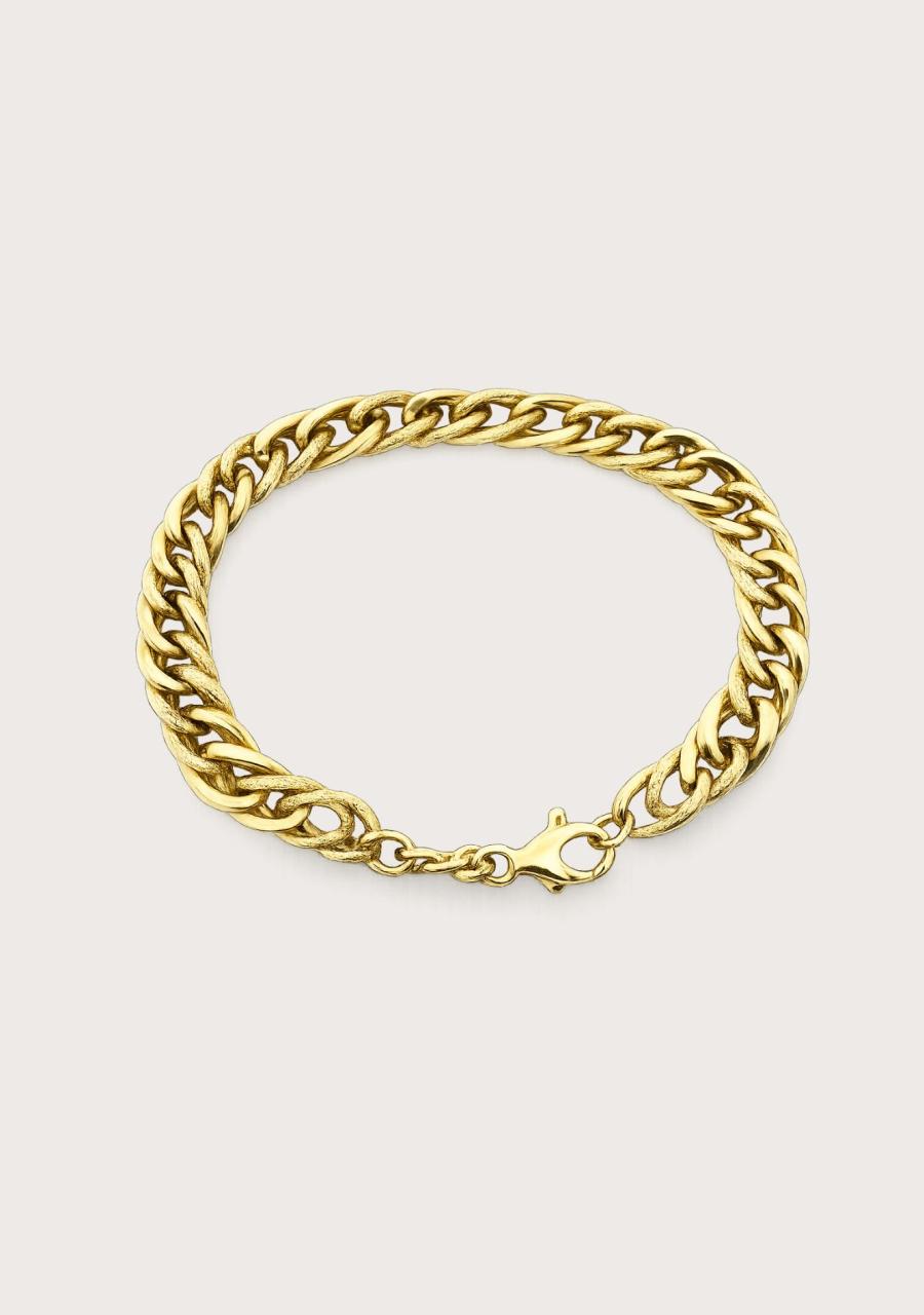 Estate 18ct Yellow Gold Textured Rounded Hollow Curb Link Bracelet