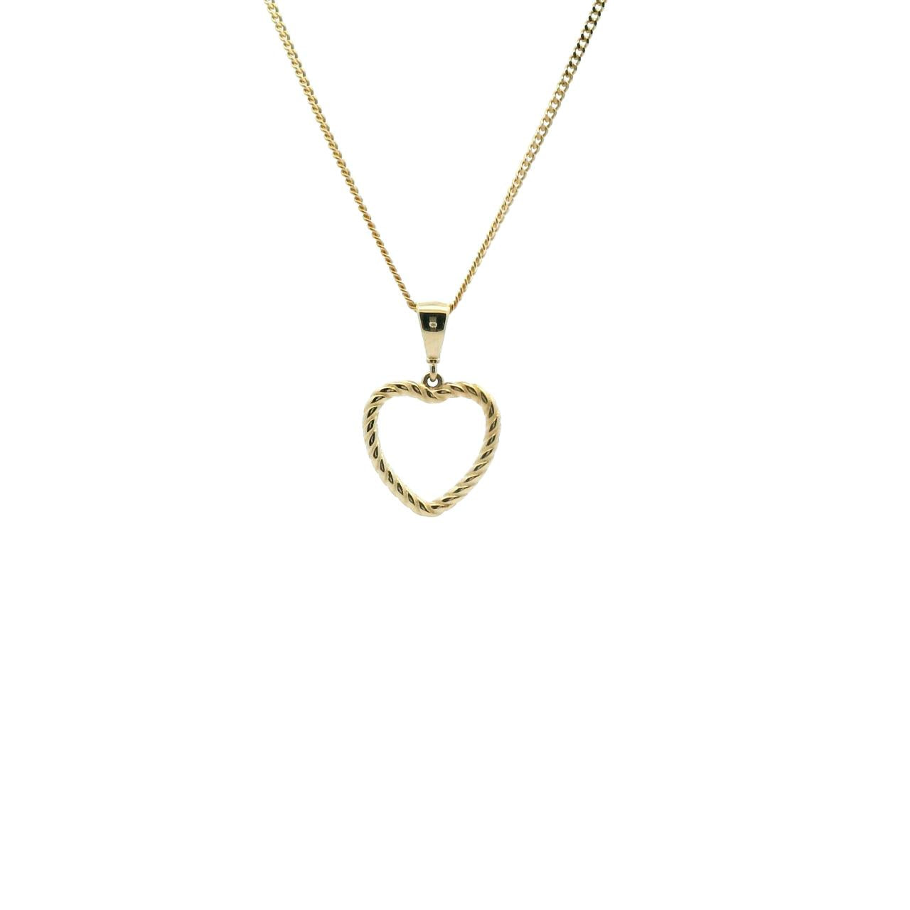 9ct Yellow Gold Twisted Open Heart Pendant