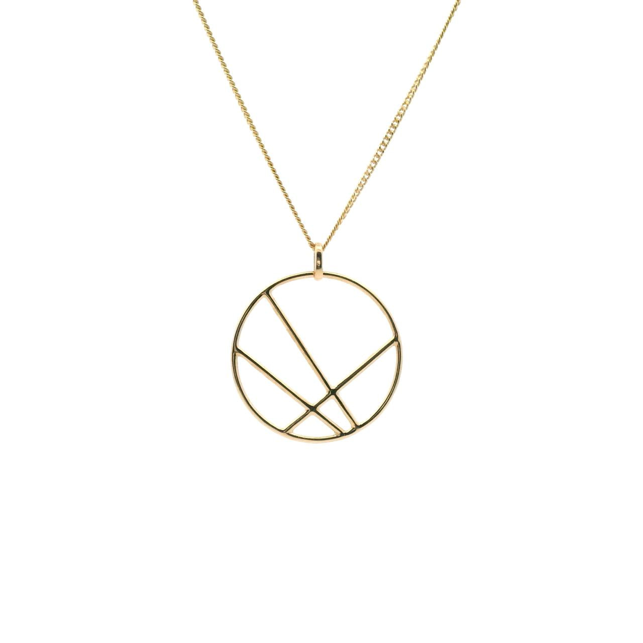 9ct Yellow Gold Circle & Bar Drop Pendant