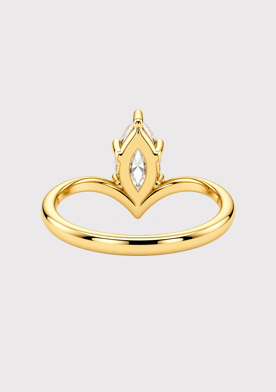 9ct Yellow Gold 1.03ct Marquise Lab Grown Diamond Wishbone Ring