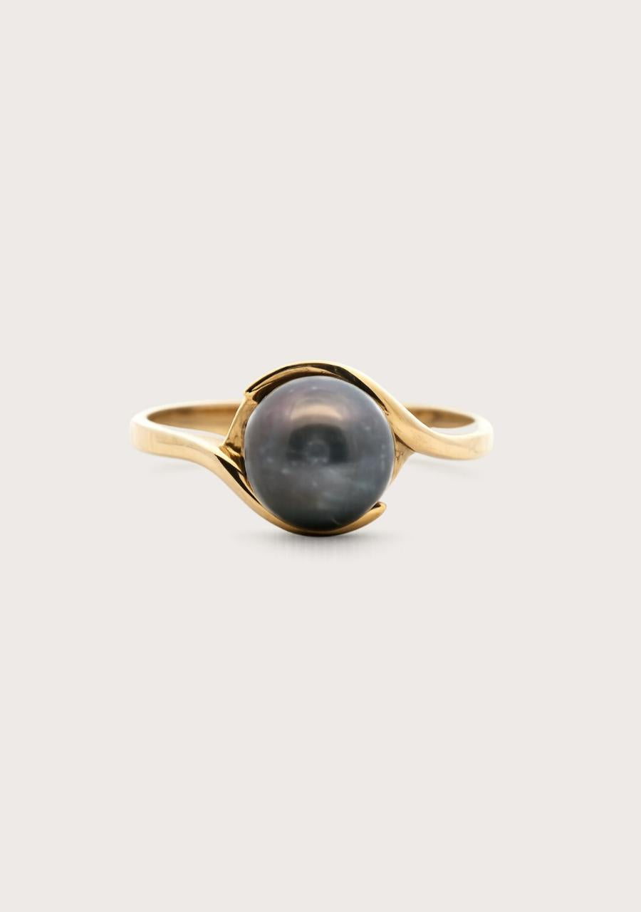 Estate 9ct Yellow Gold Tahitian Pearl Ring