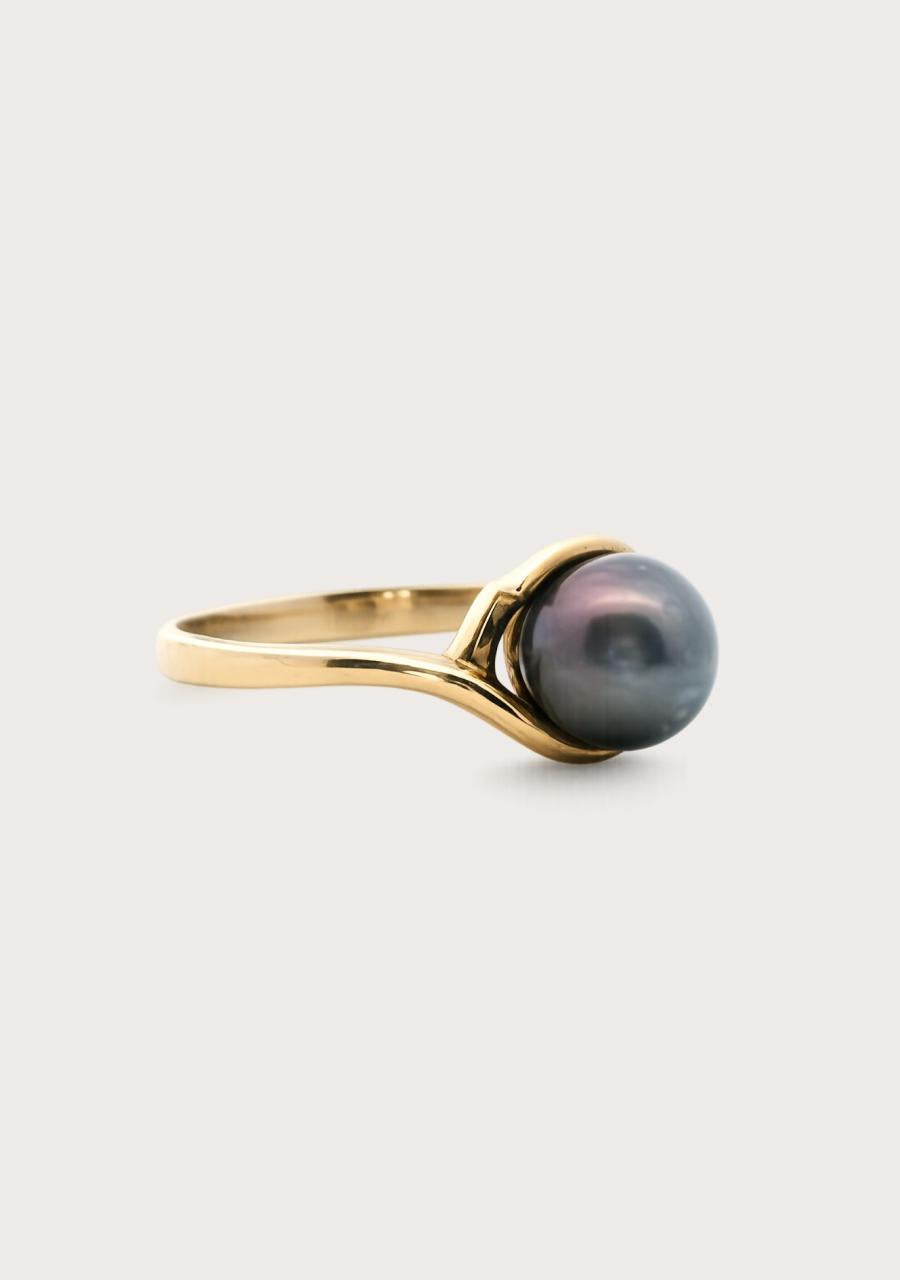 Estate 9ct Yellow Gold Tahitian Pearl Ring