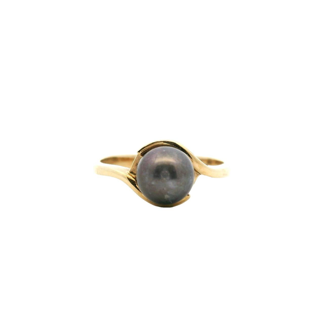 Estate 9ct Yellow Gold Tahitian Pearl Ring