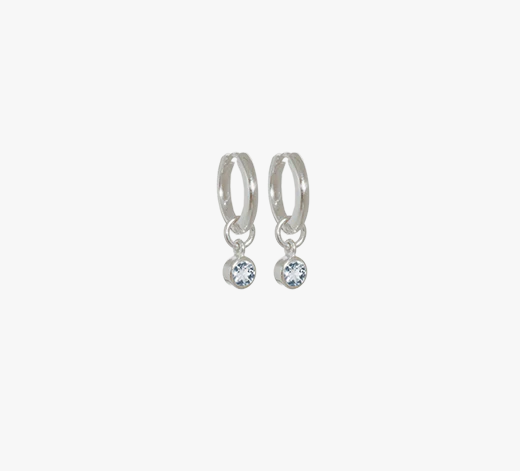 Evolve Sterling Silver White Topaz April Huggie Earrings