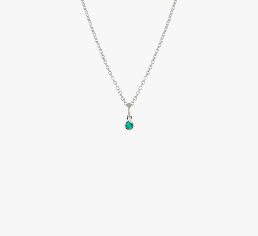 Evolve Sterling Silver Green Onyx May Birthstone Necklace