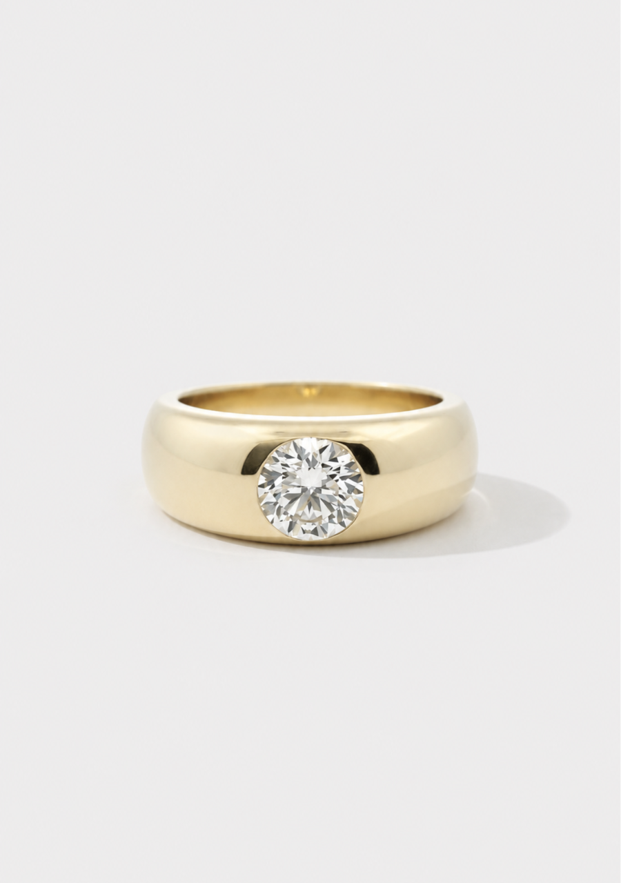 9ct Yellow Gold Dome Ring 1.00ct Lab Grown Diamond