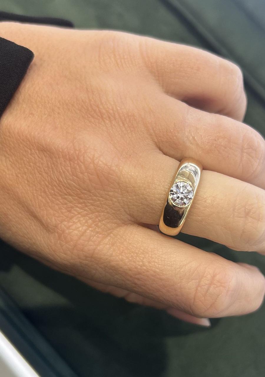 9ct Yellow Gold Dome Ring 1.00ct Lab Grown Diamond