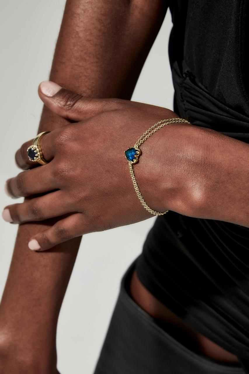 Stolen Girlfriends Club 18ct Gold Plated Mood Crystal Love Claw Bracelet