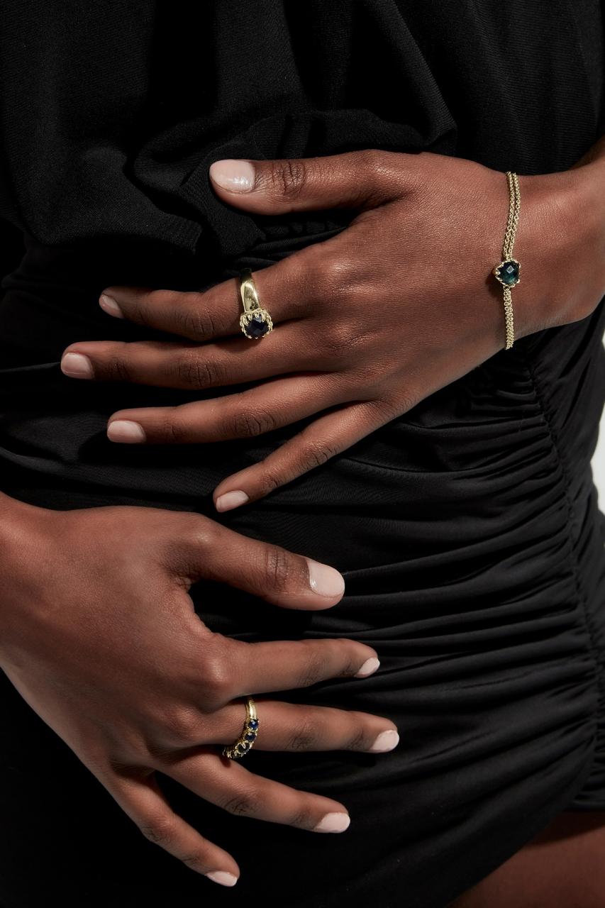 Stolen Girlfriends Club 18ct Gold Plated Mood Crystal Love Claw Bracelet