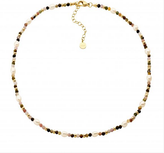 Ellani Stainless Steel Tourmaline & Freshwater Pearl Necklace