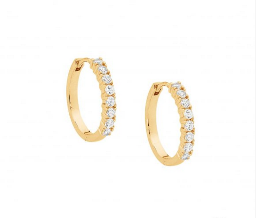 Ellani Gold Plated CZ 15mm Hoop Earrings