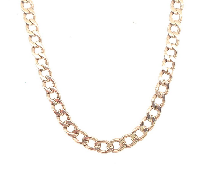 Estate 9ct Yellow Gold Hollow Curb Link Chain