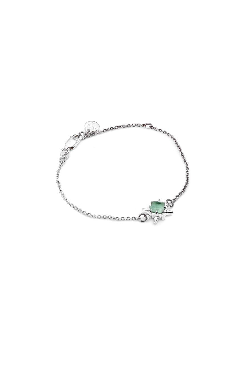 Stolen Girlfriends Club Sterling Silver Green Amethyst Precious Punk Bracelet