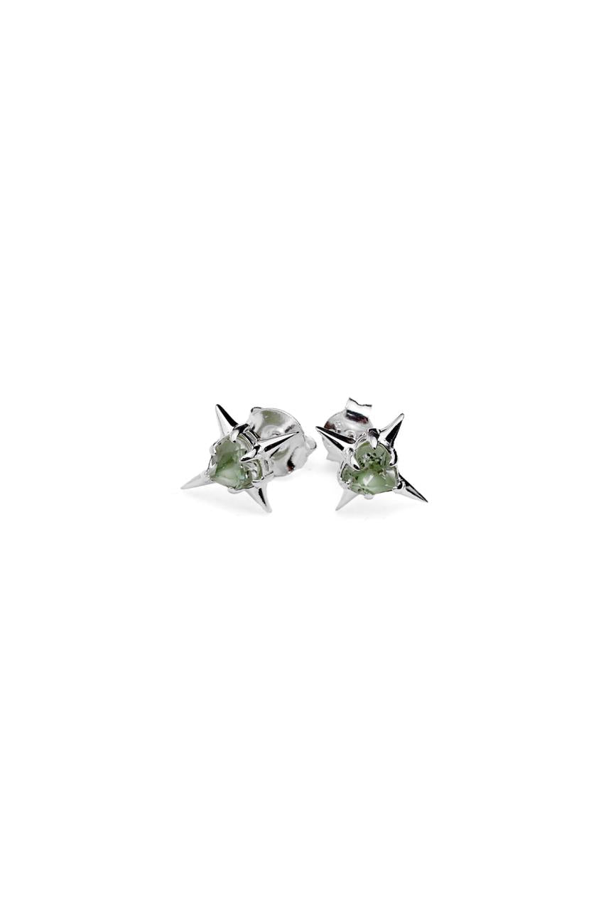 Stolen Girlfriends Club Sterling Silver Green Amethyst Precious Punk Stud Earrings