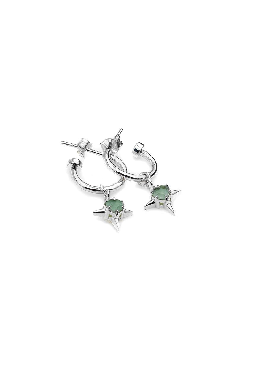 Stolen Girlfriends Club Sterling Silver Green Amethyst Precious Punk Anchor Earrings