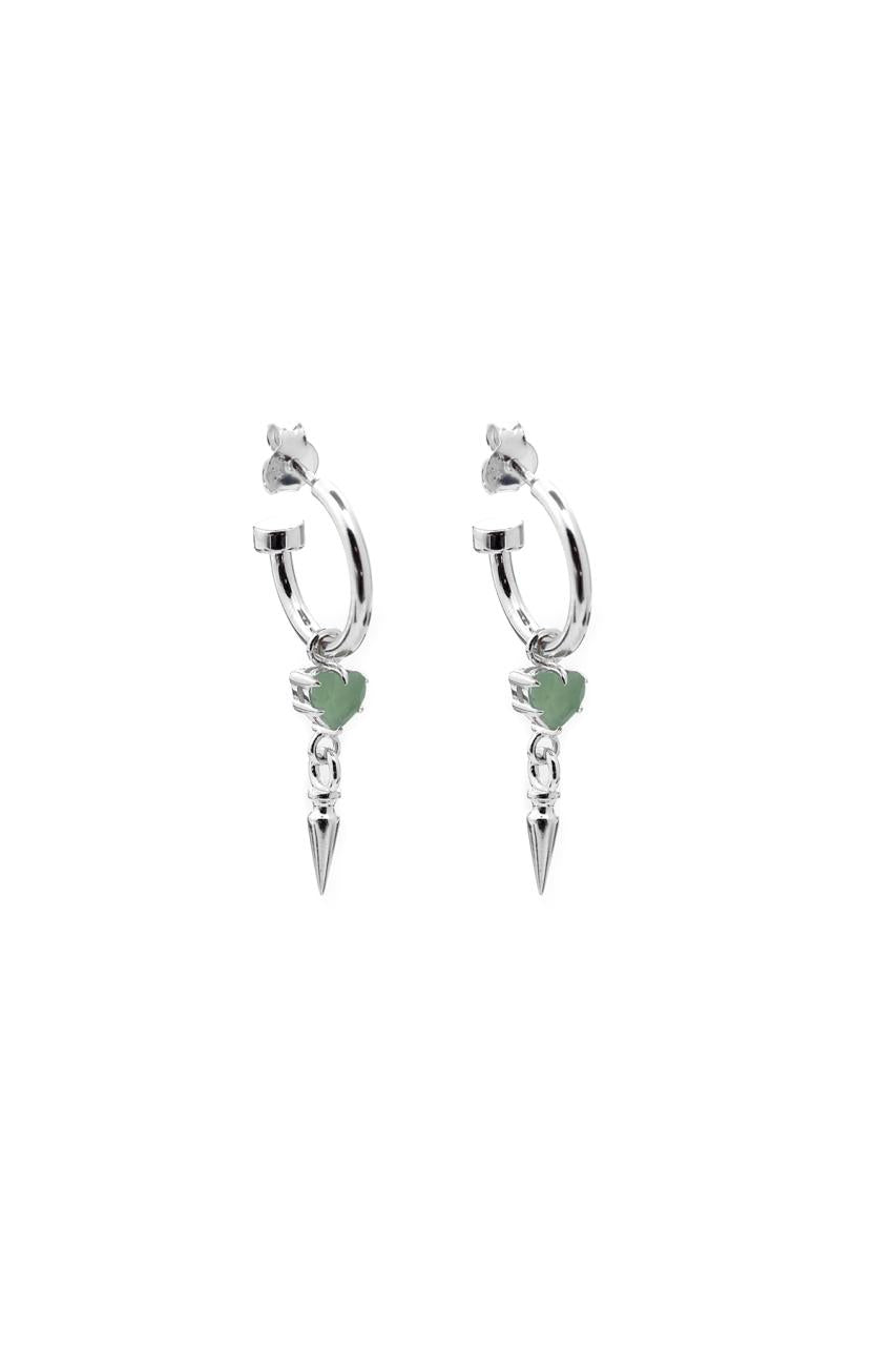 Stolen Girlfriends Club Sterling Silver Green Amethyst Punk Spike Anchor Earrings