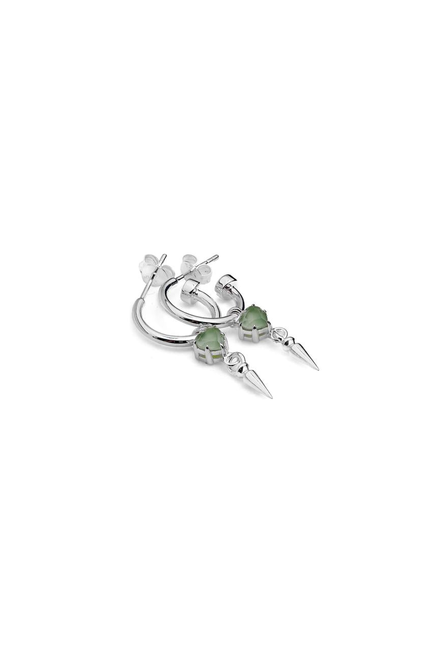 Stolen Girlfriends Club Sterling Silver Green Amethyst Punk Spike Anchor Earrings