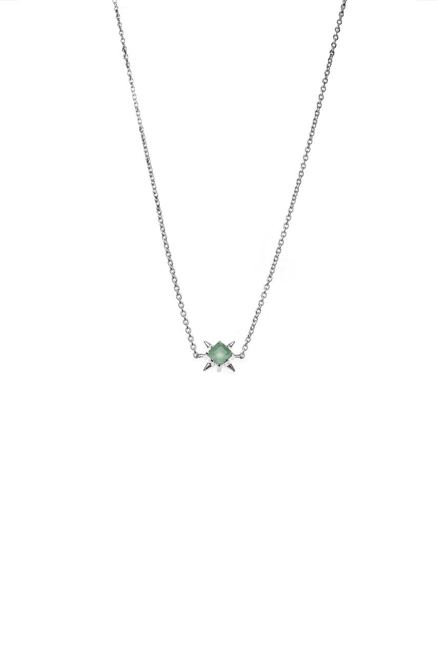 Stolen Girlfriends Club Sterling Silver Green Amethyst Precious Punk Necklace