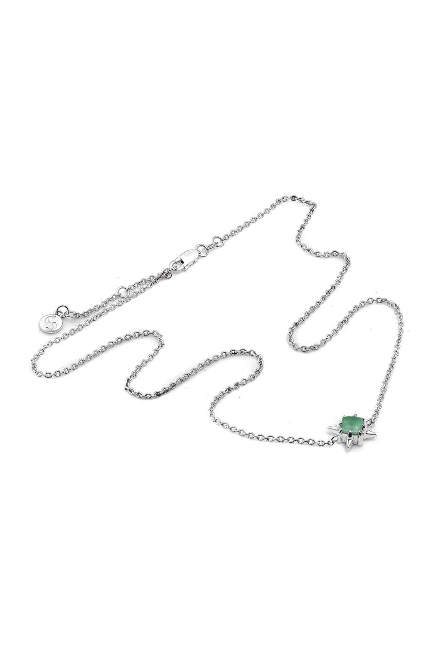 Stolen Girlfriends Club Sterling Silver Green Amethyst Precious Punk Necklace