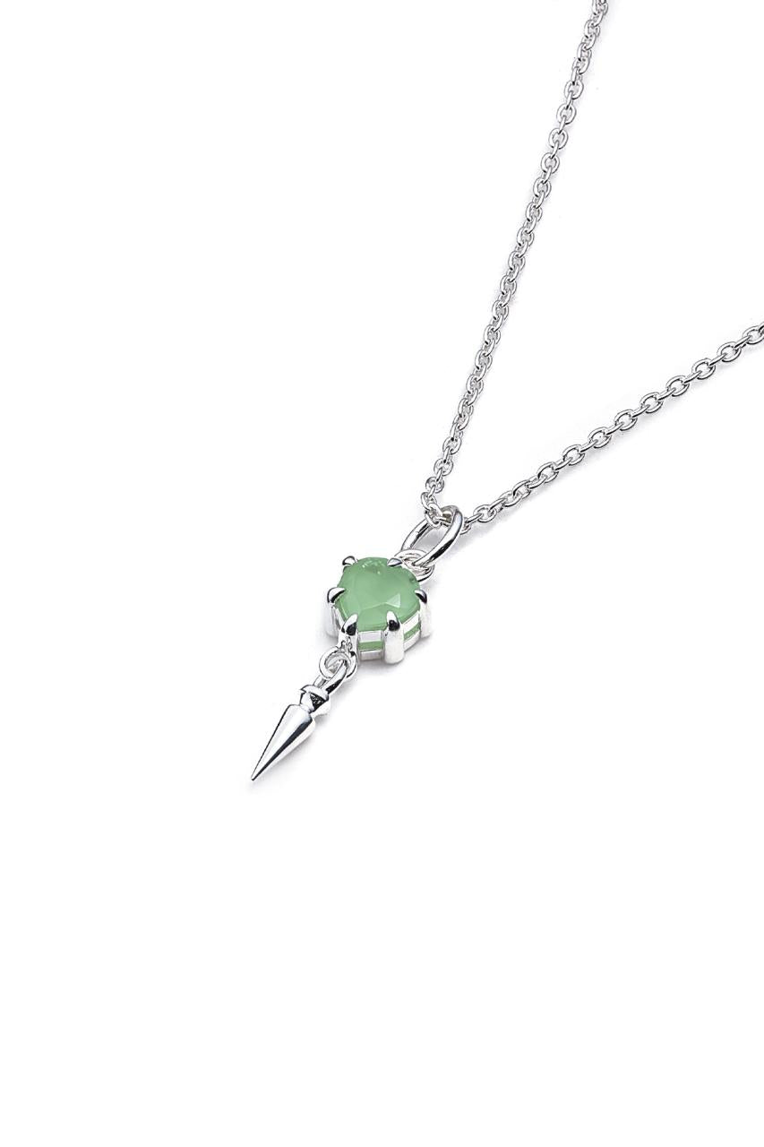 Stolen Girlfriends Club Sterling Silver Green Amethyst Precious Punk Spike Necklace