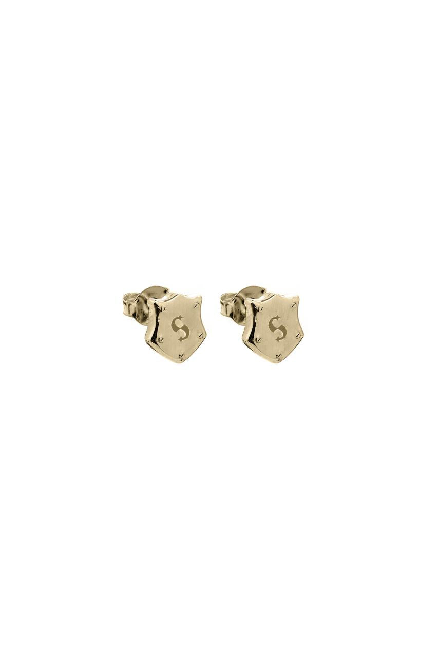 Stolen Girlfriends Club 18ct Gold Plated Shield Stud Earrings