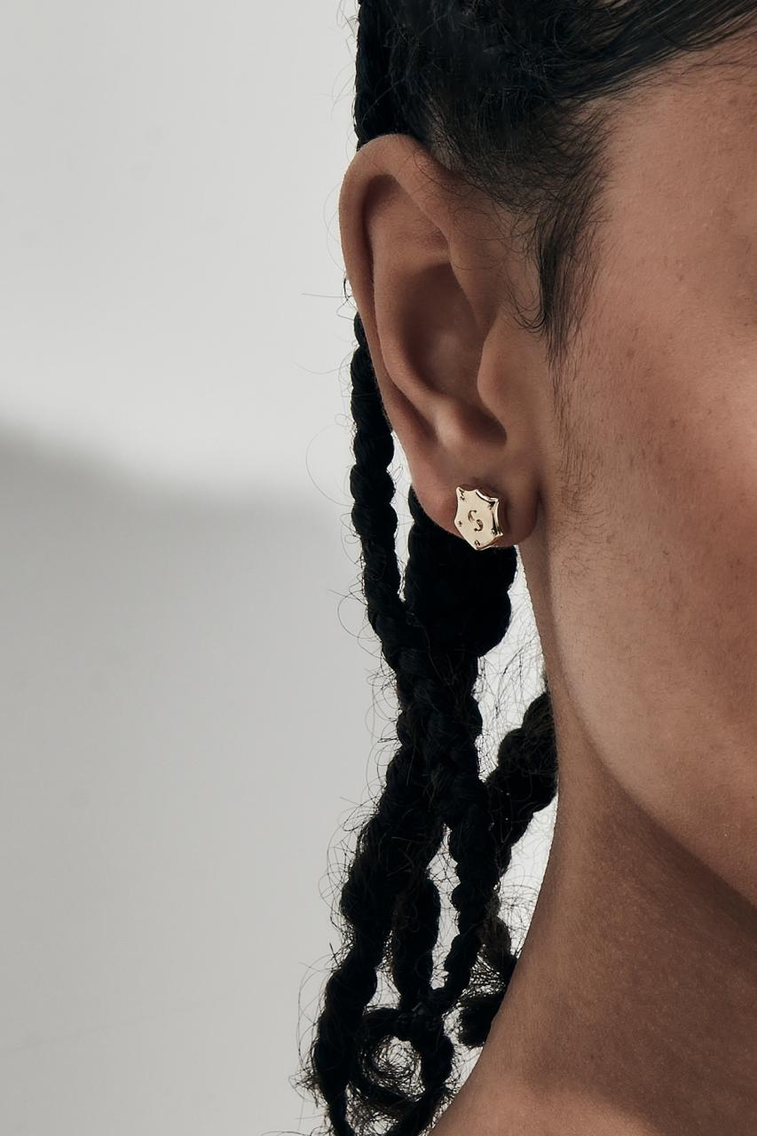 Stolen Girlfriends Club 18ct Gold Plated Shield Stud Earrings