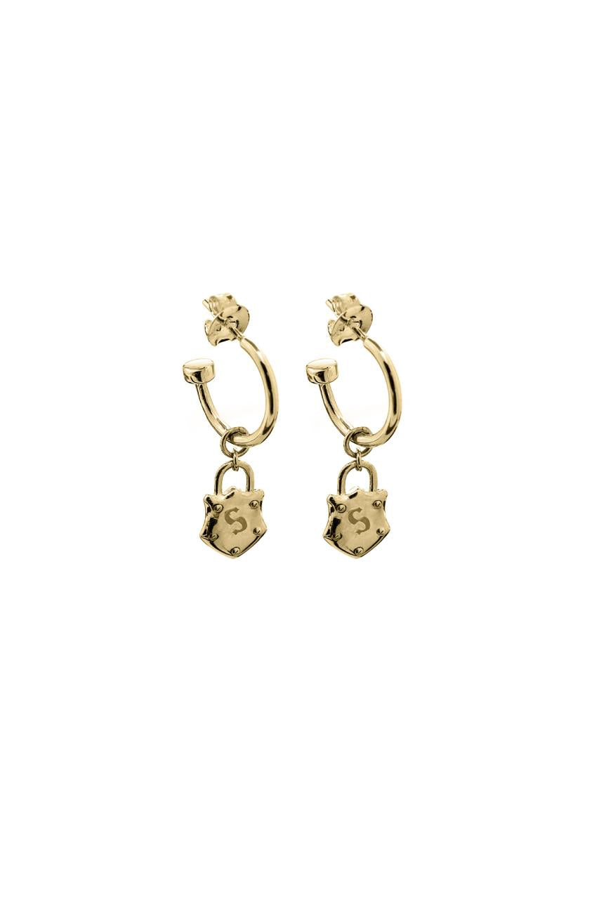 Stolen Girlfriends Club 18ct Gold Plated Shield Anchor Earrings