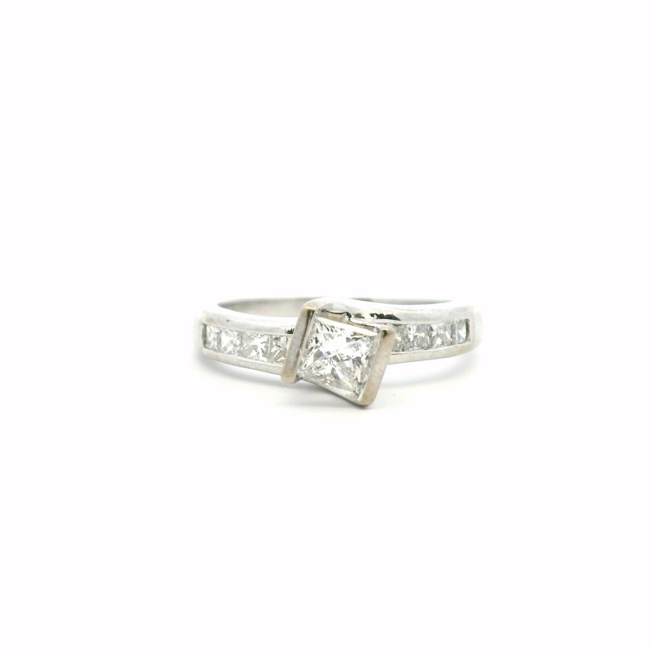 Estate 18ct White Gold Princess Cut Diamond Ring