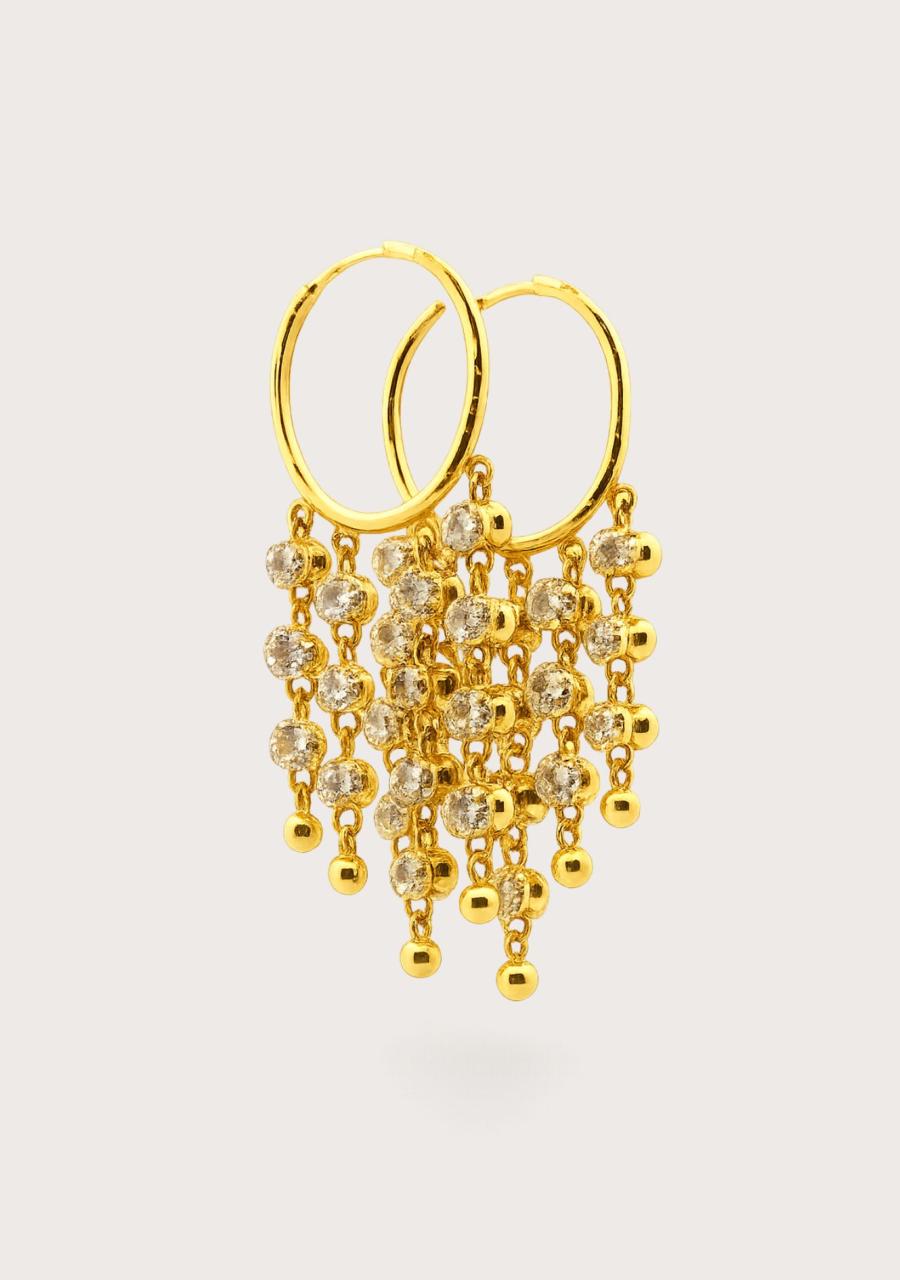 Estate 22ct Yellow Gold Cubic Zirconia Hoop Earrings