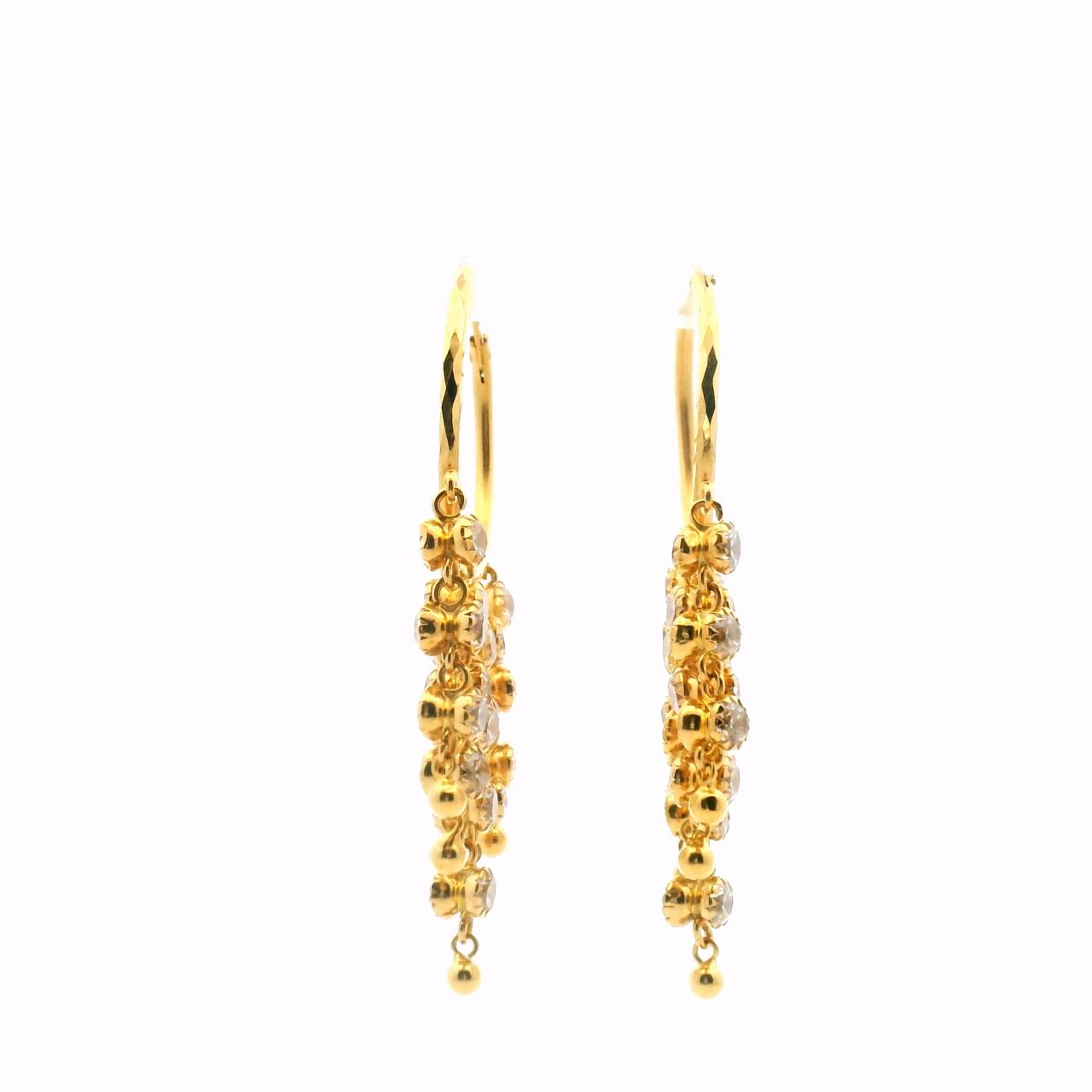 Estate 22ct Yellow Gold Cubic Zirconia Hoop Earrings
