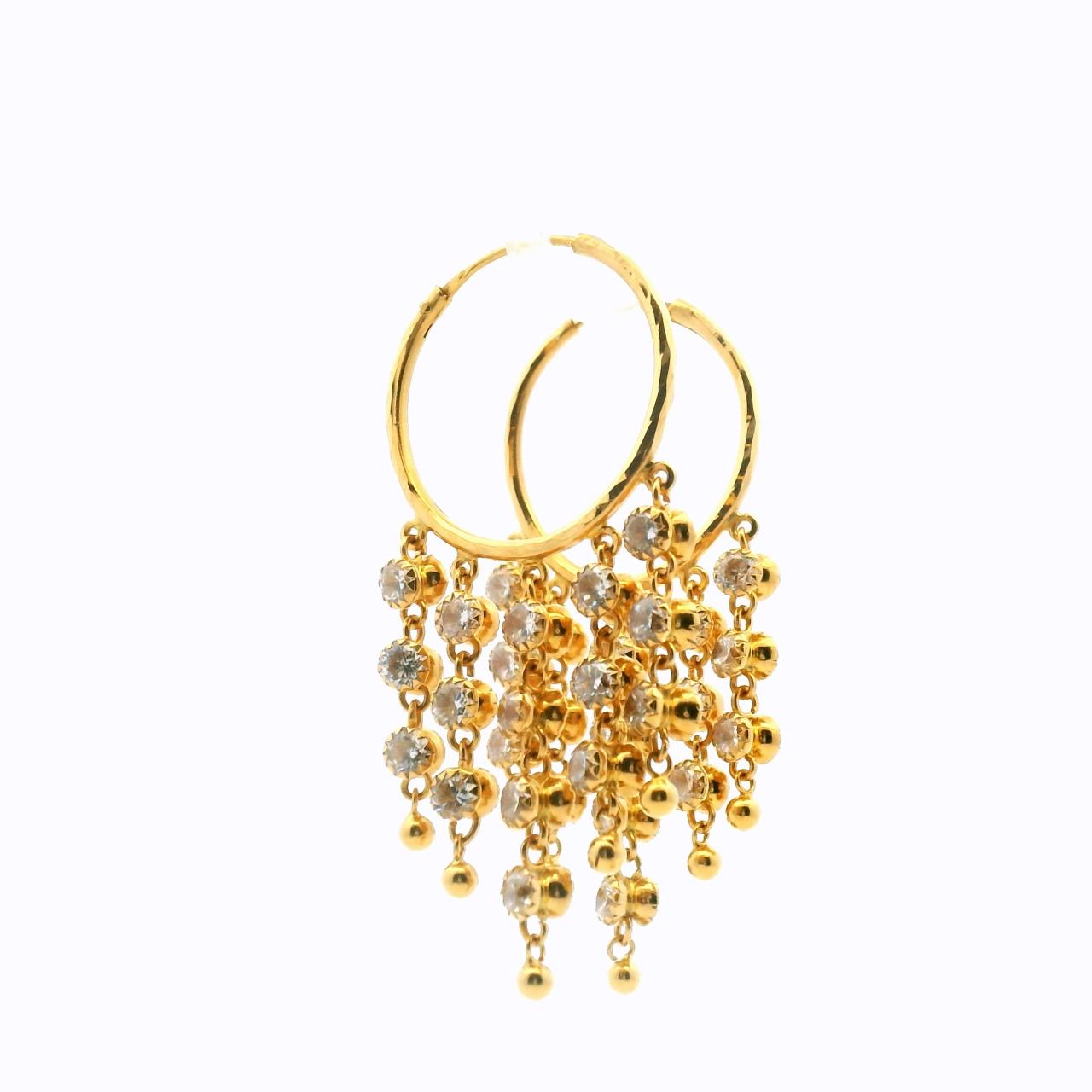 Estate 22ct Yellow Gold Cubic Zirconia Hoop Earrings
