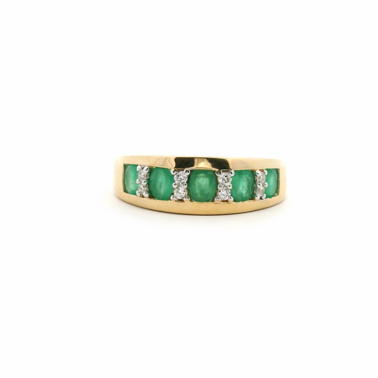 Emerald & Diamond Band in 9ct Yellow Gold