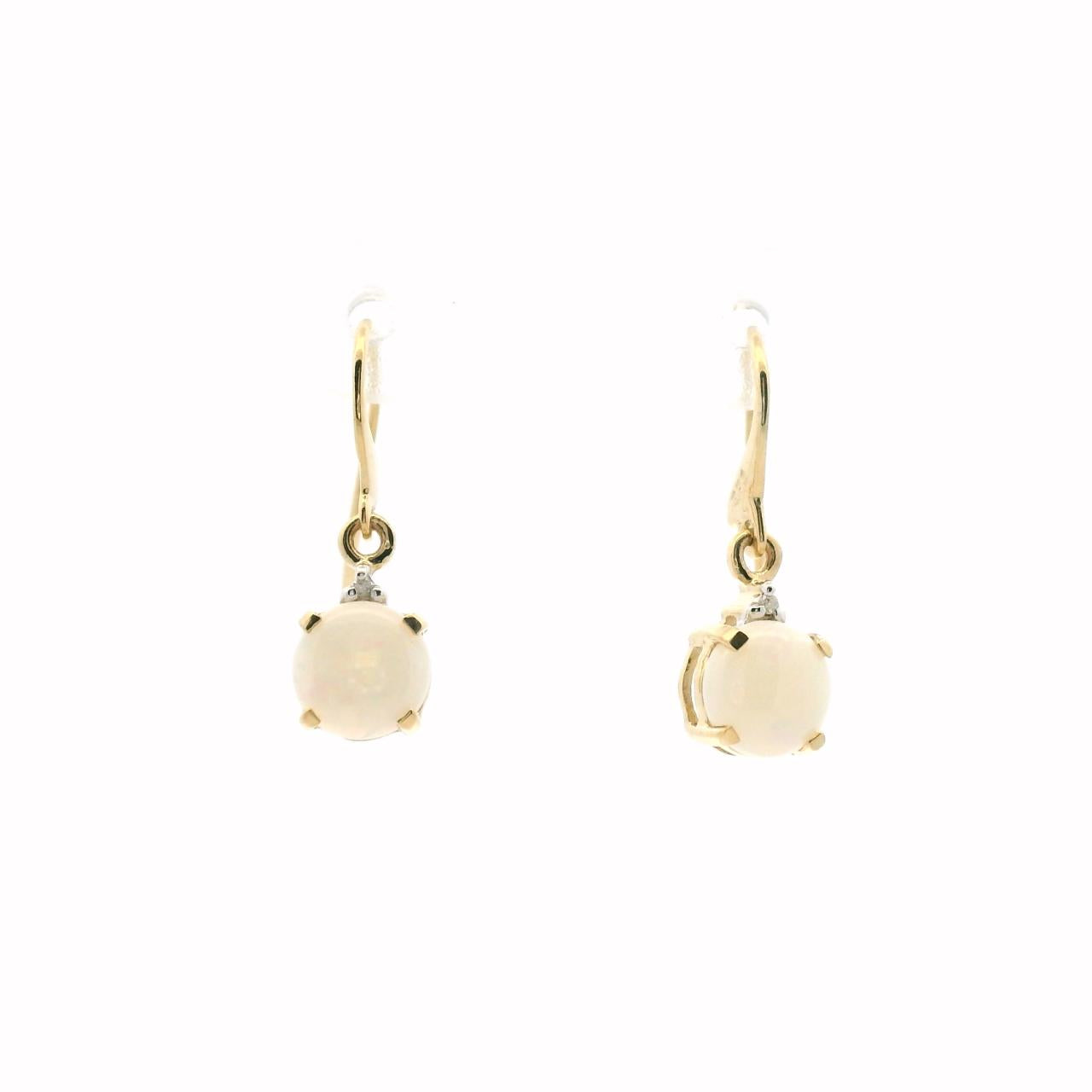 Opal & Diamond Drop Earrings in 9ct Yellow Gold