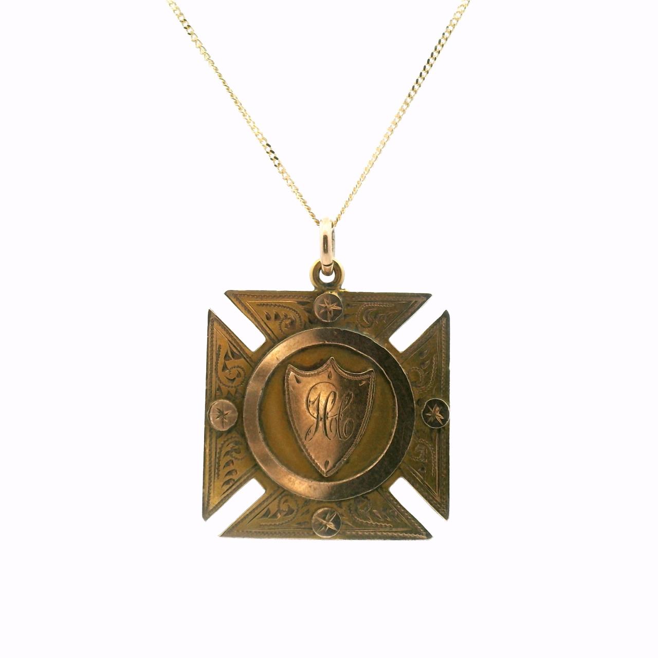 Estate 9ct Yellow Gold Pendant Badge "Caledonia Society"