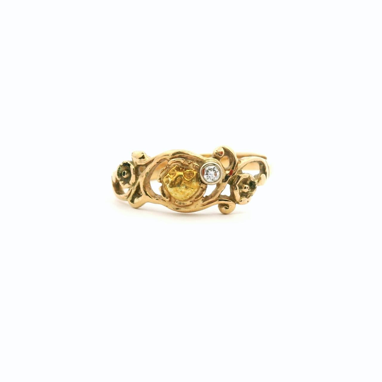 Estate 14ct Yellow Gold Diamond Floral Ring