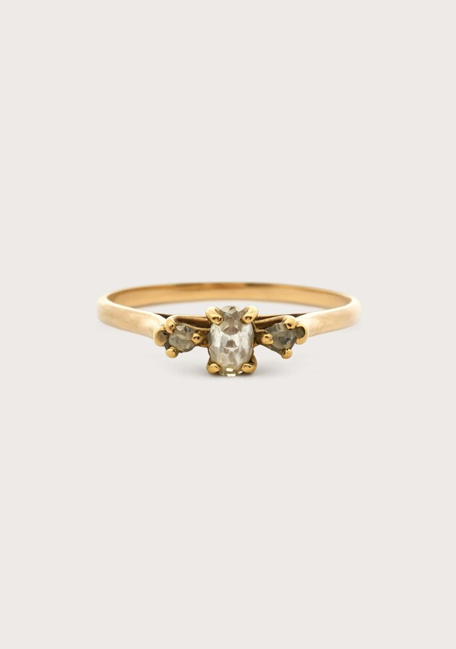 Estate 9ct Yellow Gold Cubic Zirconia Three Stone Ring