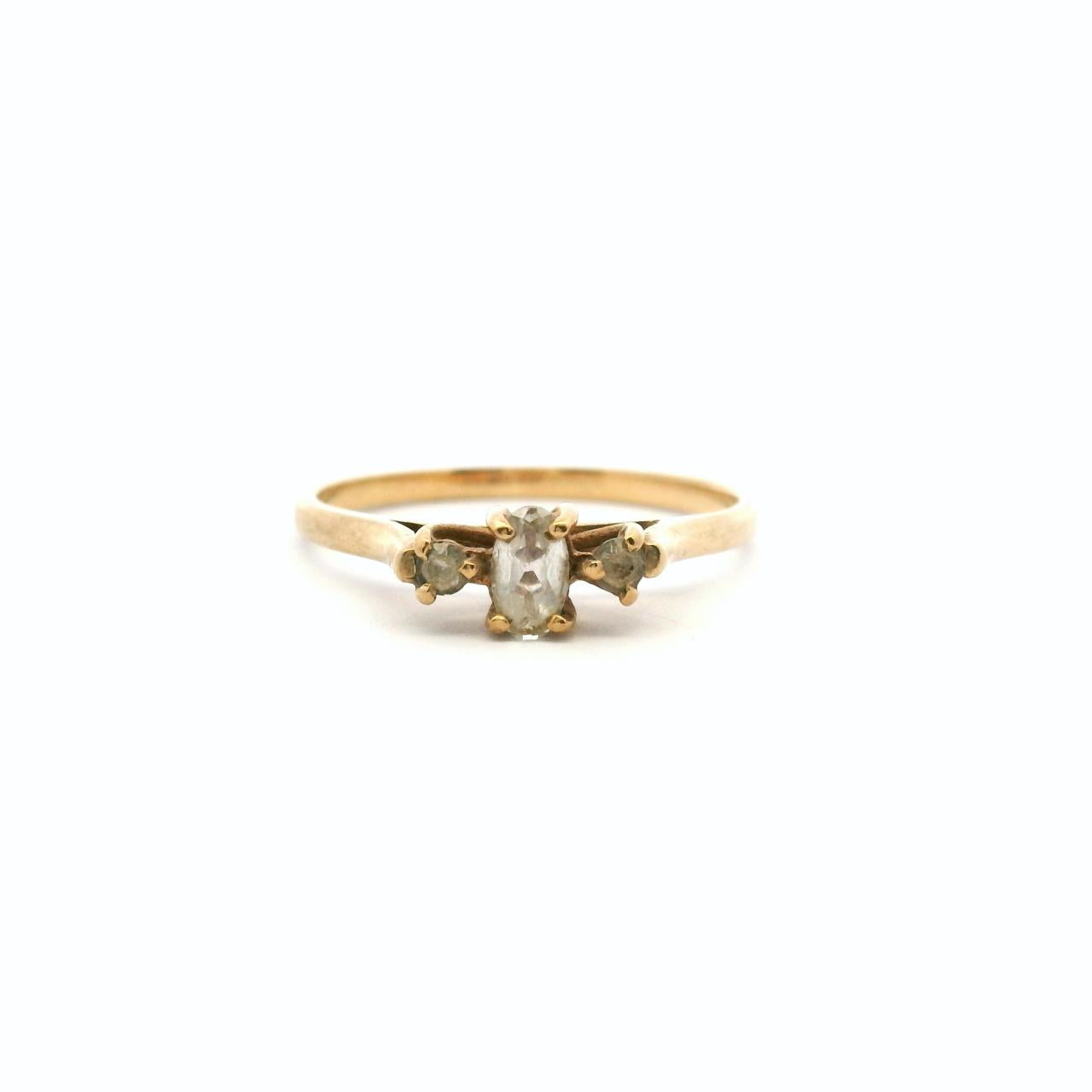 Estate 9ct Yellow Gold Cubic Zirconia Three Stone Ring