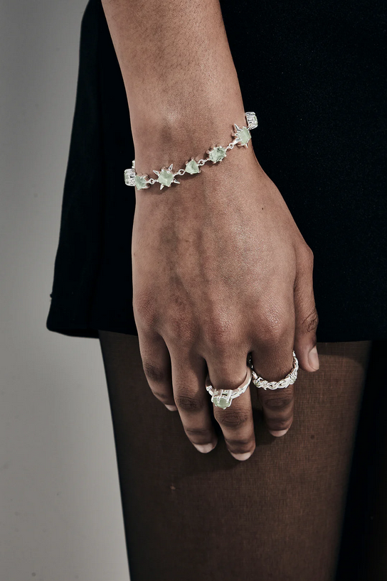 Stolen Girlfriends Club Sterling Silver Precious Punk Eternity Bracelet with Green Amethyst