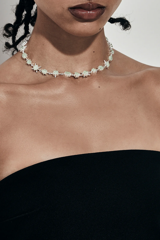 Stolen Girlfriends Club Sterling Silver Precious Punk Eternity Necklace with Green Amethyst