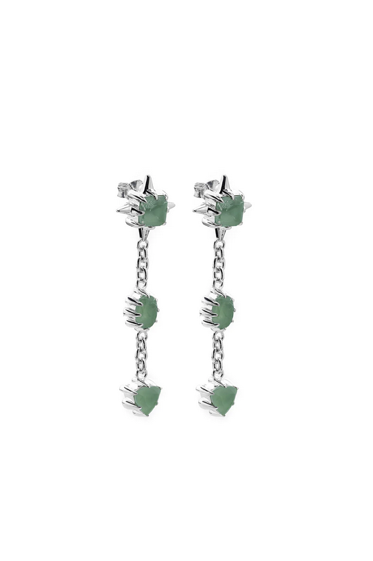 Stolen Girlfriends Club Sterling Silver Precious Punk Drop Earrings with Green Amethyst