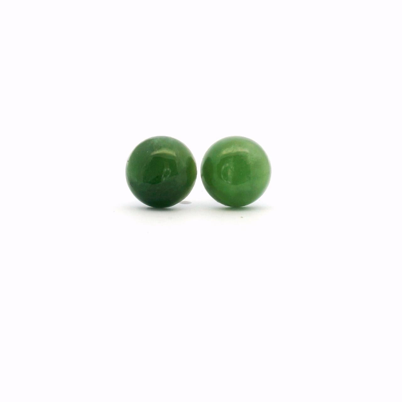 Greenstone Steel Round Cut Stud Earrings