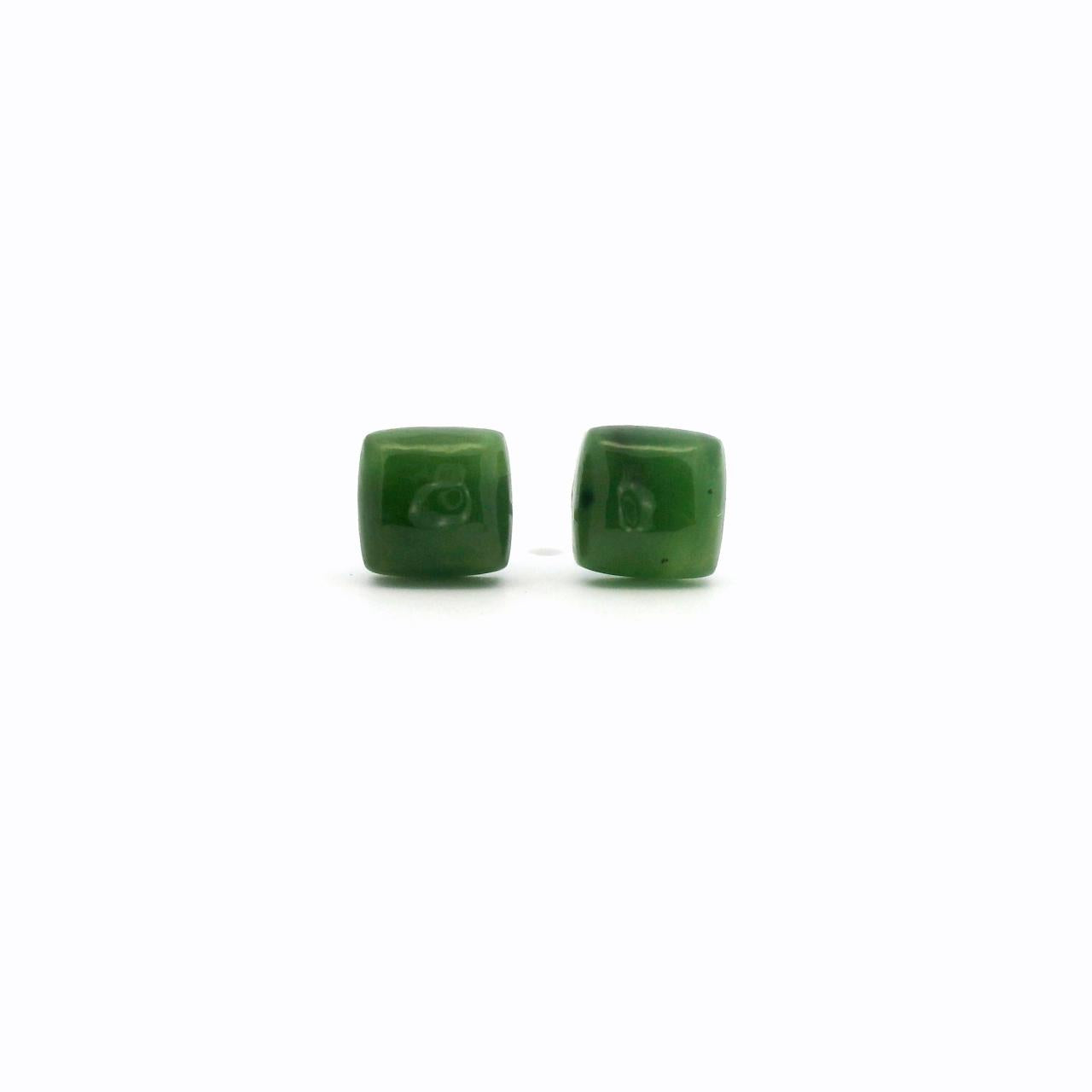 Greenstone Steel Square Cut Stud Earrings